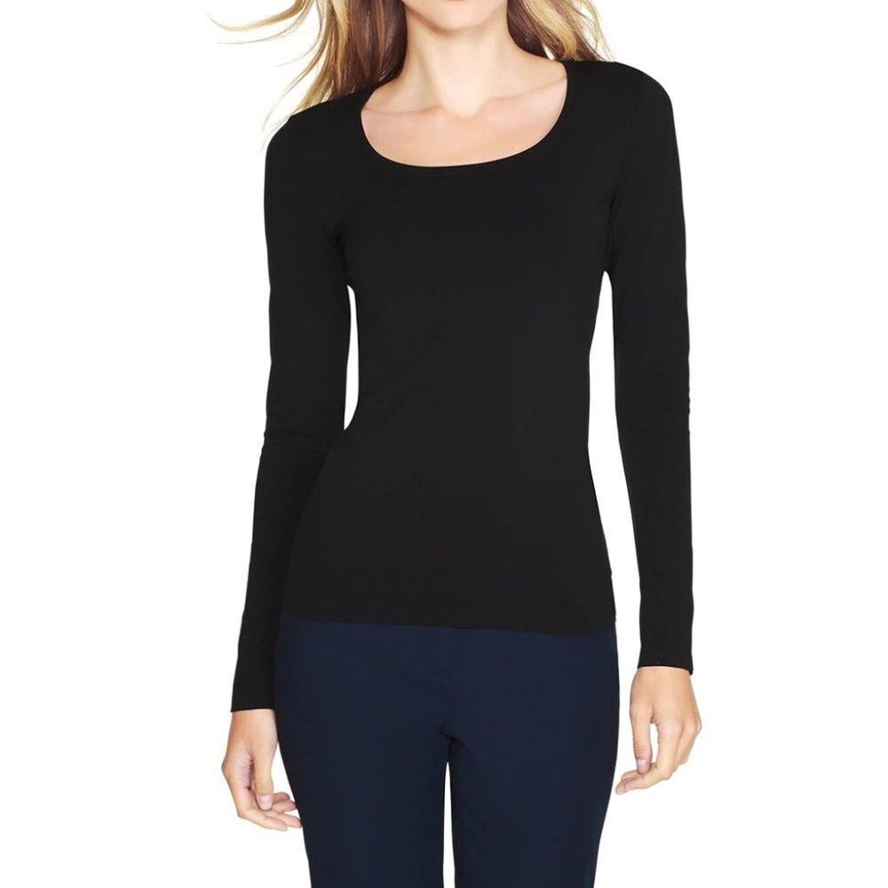 WHBM Black Long Sleeve Seamless Essential Tee Size Small 🖤✨🖤✨